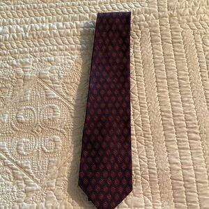 Geometric Patterned Men's Tie in Navy and Red